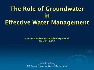 The Role of Groundwater in Effective Water Management