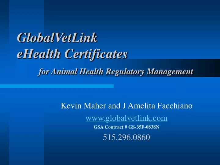 globalvetlink ehealth certificates for animal health regulatory management