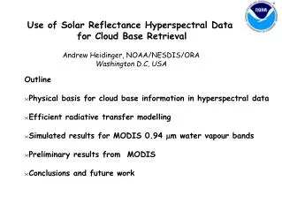 Use of Solar Reflectance Hyperspectral Data for Cloud Base Retrieval