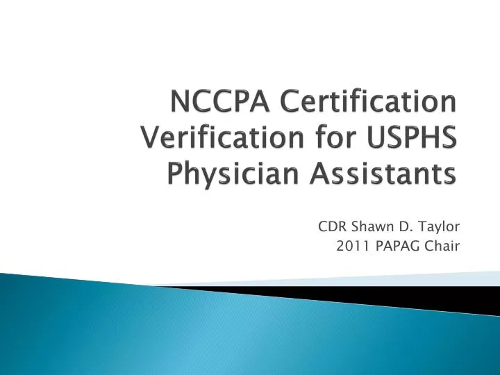 nccpa certification verification for usphs physician assistants