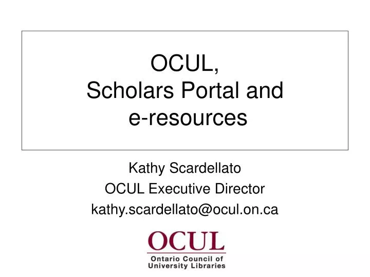 ocul scholars portal and e resources