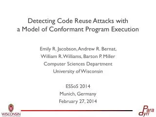 Detecting Code Reuse Attacks with a Model of Conformant Program Execution