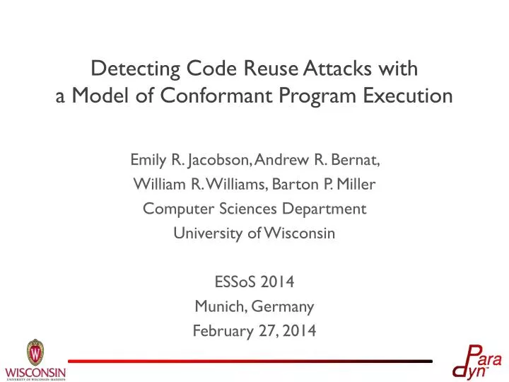 detecting code reuse attacks with a model of conformant program execution