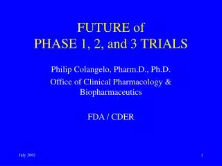 FUTURE of PHASE 1, 2, and 3 TRIALS