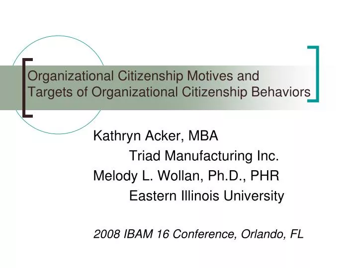 organizational citizenship motives and targets of organizational citizenship behaviors