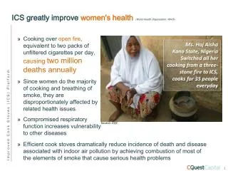 ICS greatly improve women's health (World Health Organization, WHO)