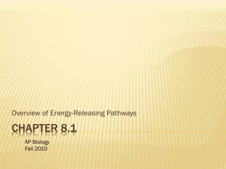 overview of energy releasing pathways