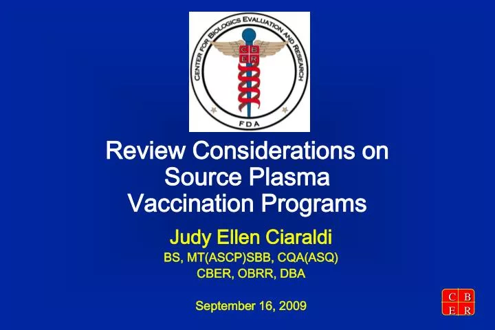 review considerations on source plasma vaccination programs