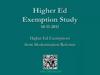 Higher Ed Exemption Study 10-11-2011