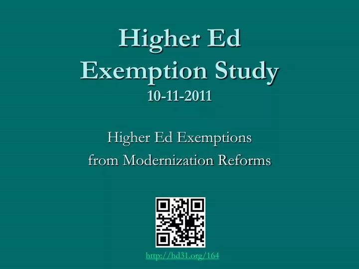 higher ed exemption study 10 11 2011