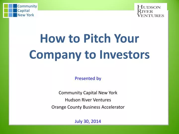 how to pitch your company to investors