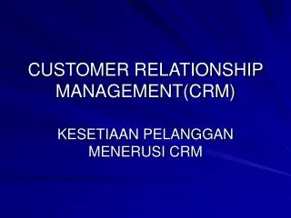 customer relationship management crm