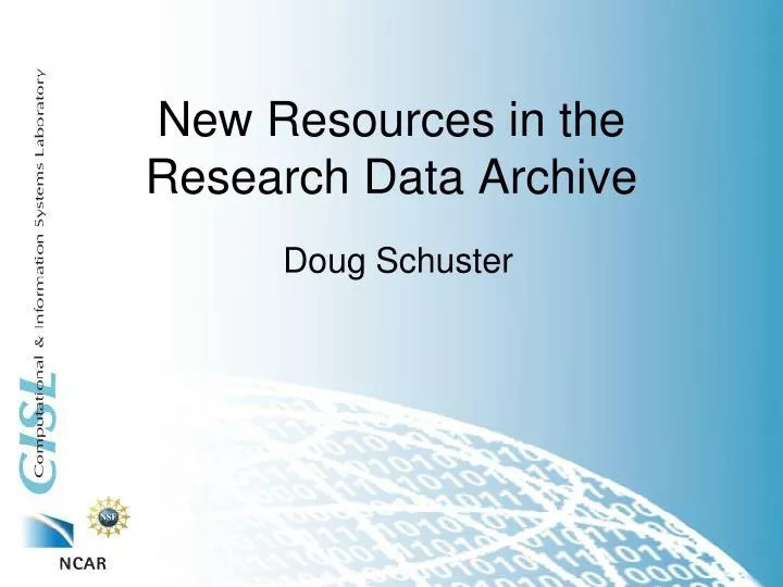 new resources in the research data archive