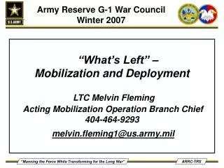 Army Reserve G-1 War Council Winter 2007