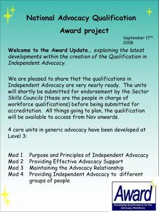National Advocacy Qualification Award project