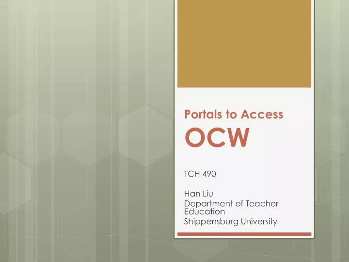 portals to access ocw