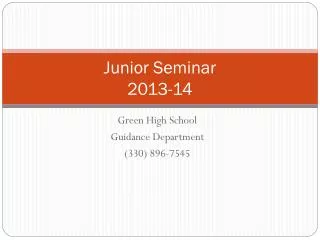 Junior Seminar 2013-14