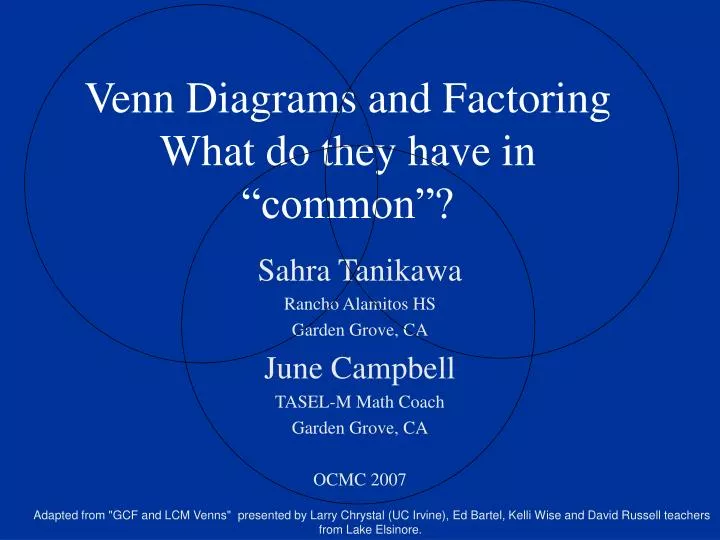 venn diagrams and factoring what do they have in common