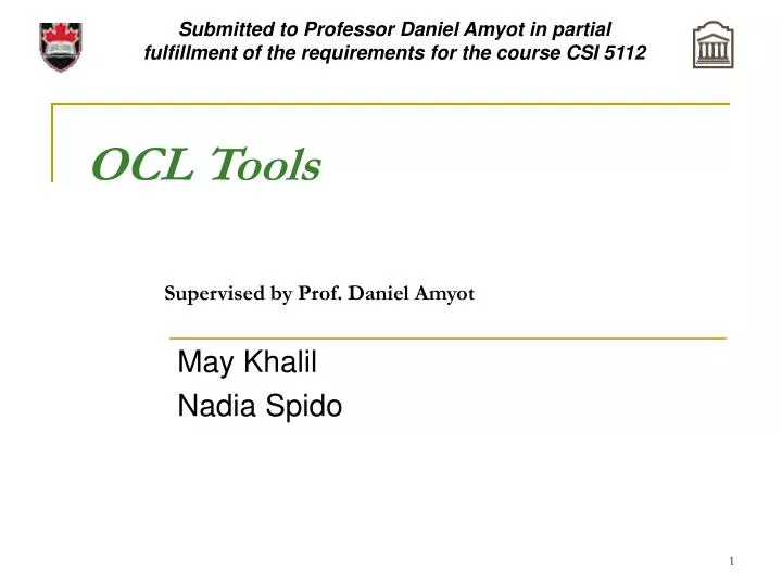 ocl tools supervised by prof daniel amyot