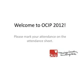 Welcome to OCIP 2012!