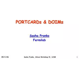 PORTCARDs &amp; DOIMs