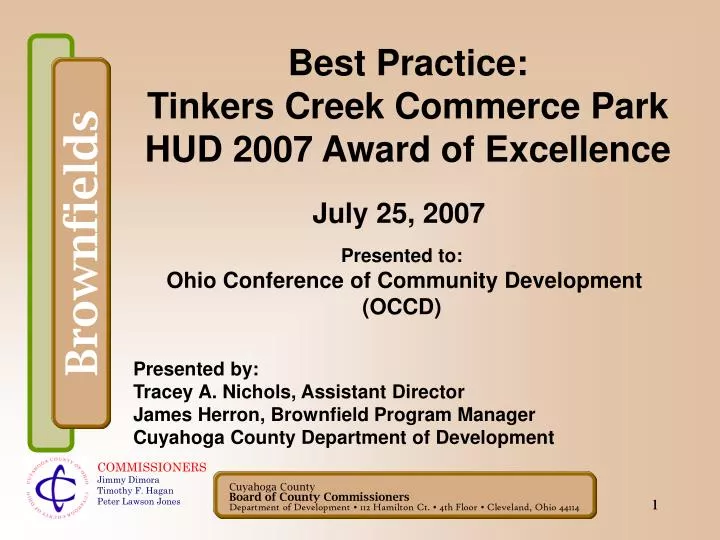 best practice tinkers creek commerce park hud 2007 award of excellence