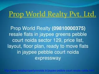 Jaypee Pebble Court Resale Price 09810000375 Noida