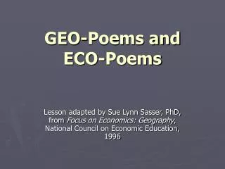 GEO-Poems and ECO-Poems