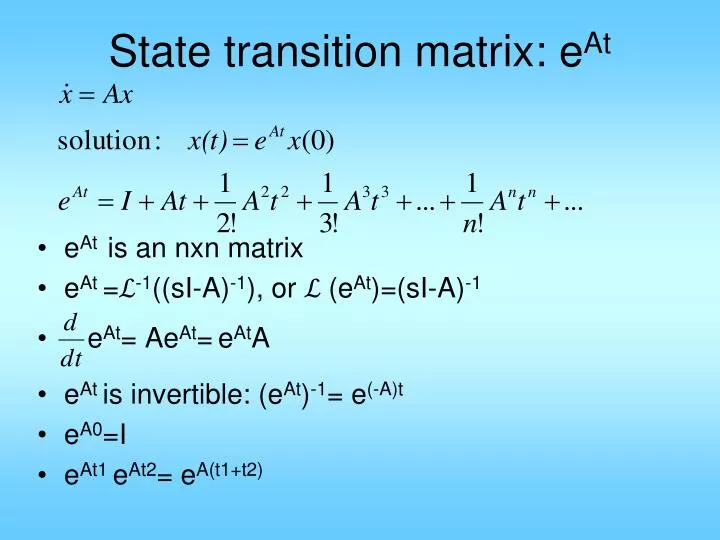 state transition matrix e at