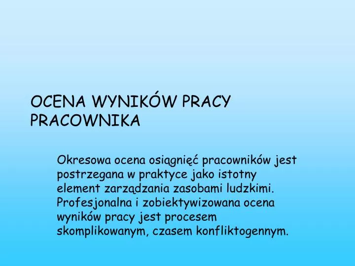 ocena wynik w pracy pracownika