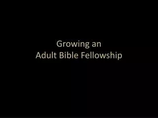 Growing an Adult Bible Fellowship