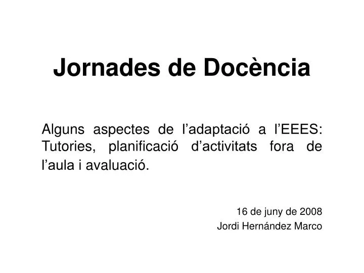 jornades de doc ncia