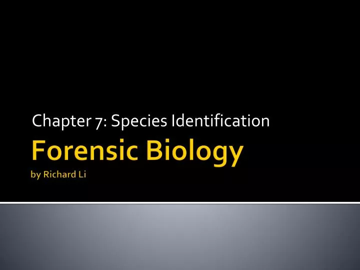 chapter 7 species identification