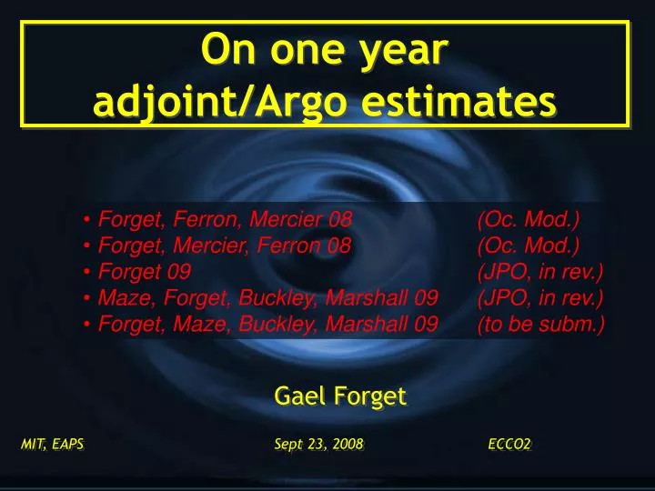 on one year adjoint argo estimates