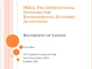 SEEA: The International Standard for Environmental-Economic Accounting Recording of Losses