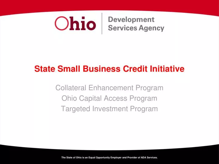 collateral enhancement program ohio capital access program targeted investment program
