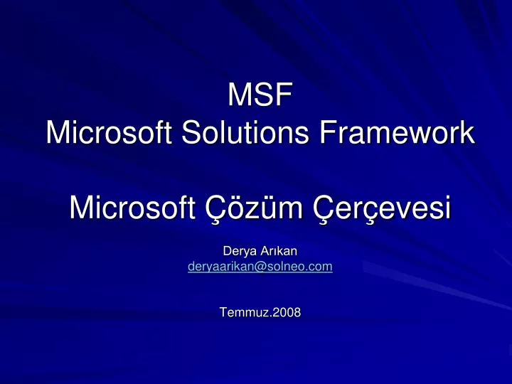 msf microsoft solutions framework microsoft z m er evesi