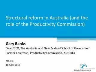 Structural reform in Australia (and the role of the Productivity Commission)