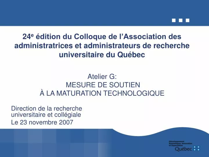 atelier g mesure de soutien la maturation technologique