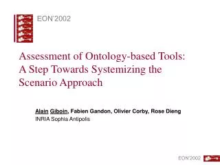 Assessment of Ontology-based Tools: A Step Towards Systemizing the Scenario Approach