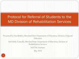 Protocol for Referral of Students to the MD Division of Rehabilitation Services