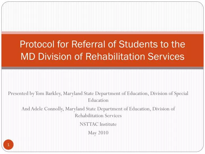 protocol for referral of students to the md division of rehabilitation services
