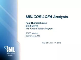 MELCOR LOFA Analysis