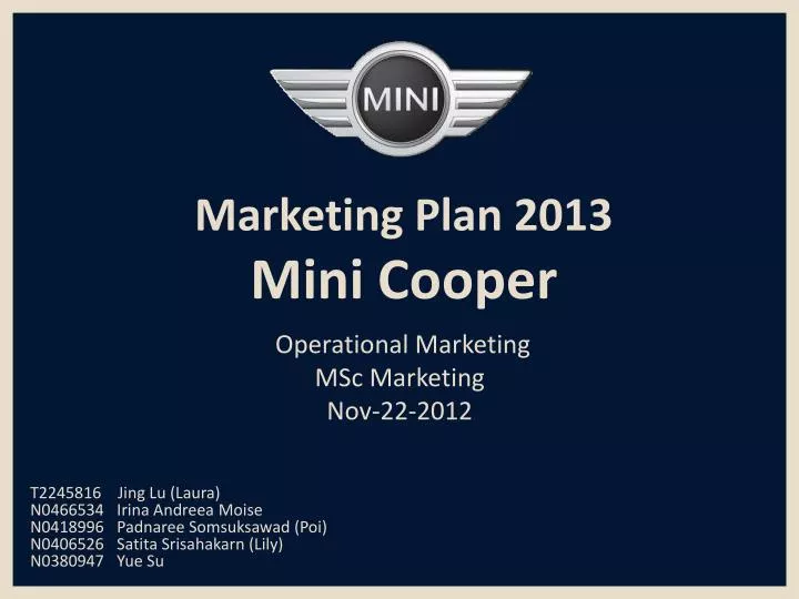marketing plan 2013 mini cooper