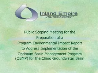 Public Scoping Meeting for the Preparation of a Program Environmental Impact Report