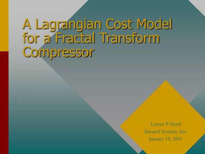 a lagrangian cost model for a fractal transform compressor