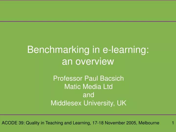 benchmarking in e learning an overview