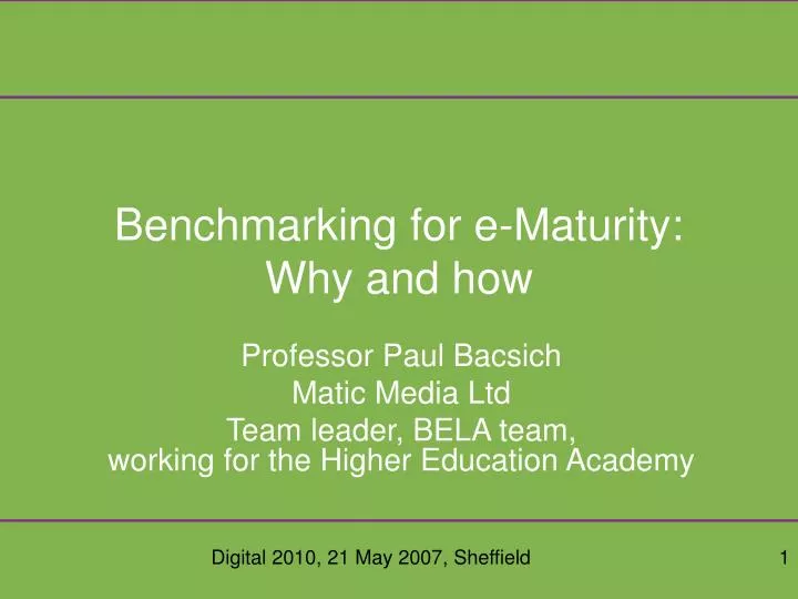 benchmarking for e maturity why and how