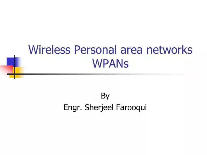 wireless personal area networks wpans