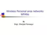 Wireless Personal area networks WPANs - slide 1